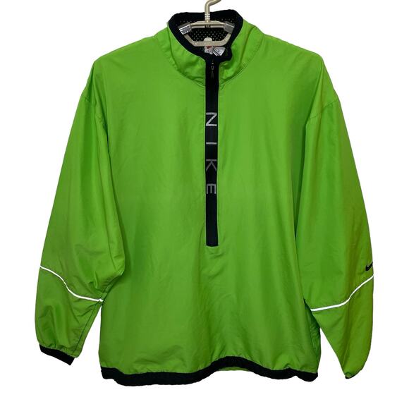 Vintage Y2K Nike Neon Green 1/2 Zip Windbreaker Jacket Running Mens Size Small - Picture 2 of 12